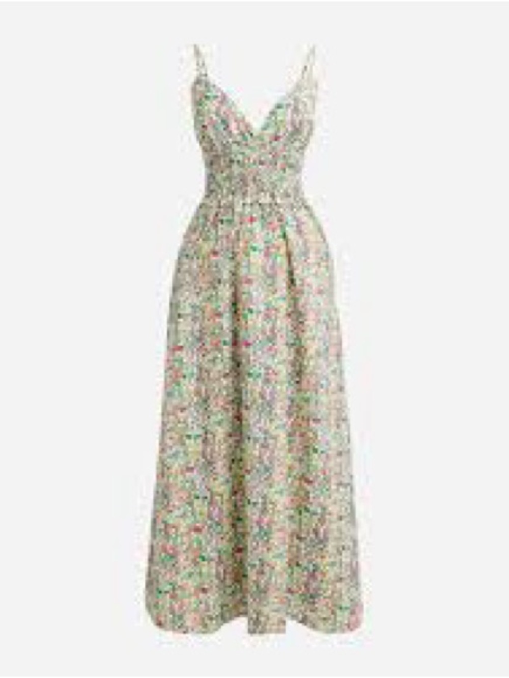 J. Crew Floral Smocked Midi Dress - Pink & Green - Picture 3 of 6